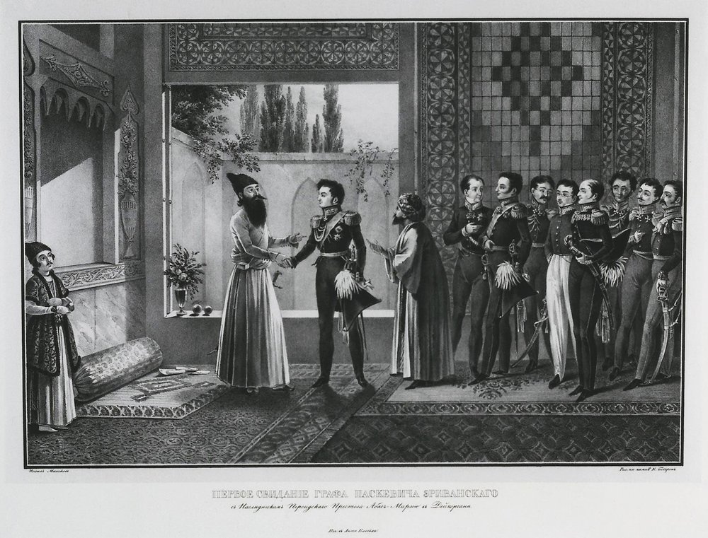 First Meeting of Count Ivan Paskevich with Abbas Mirza, 1828 by Karl Petrovich Beggrov