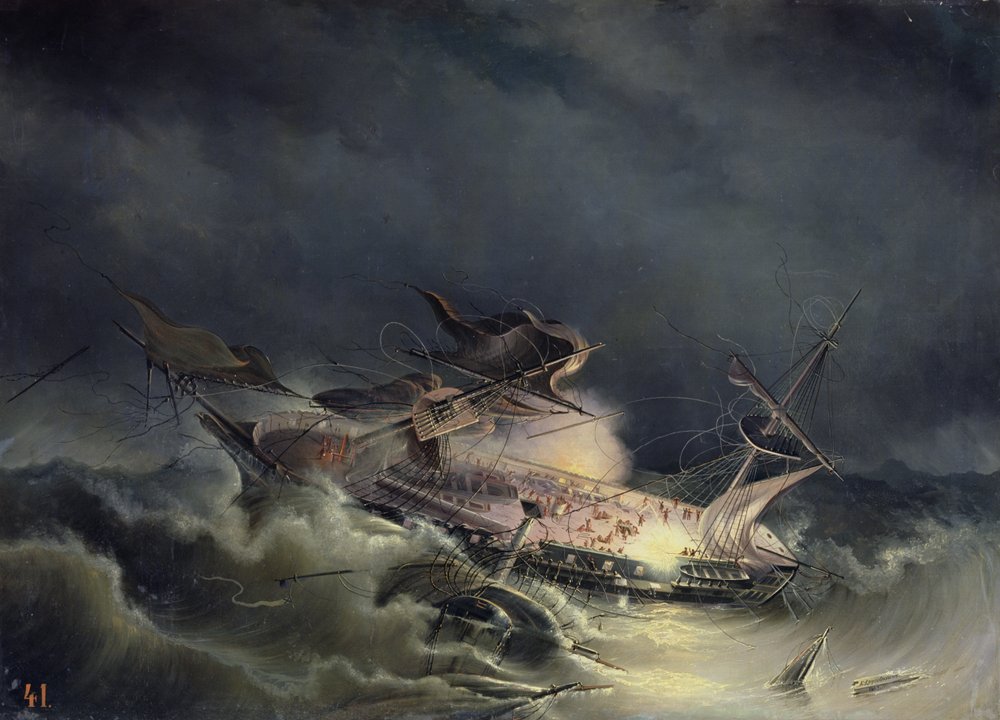 The Disaster of the Liner Ingermanland at Shagerrake near Norway on the 30th August 1842 by Konstantin Vassilyevich Krugovikhin