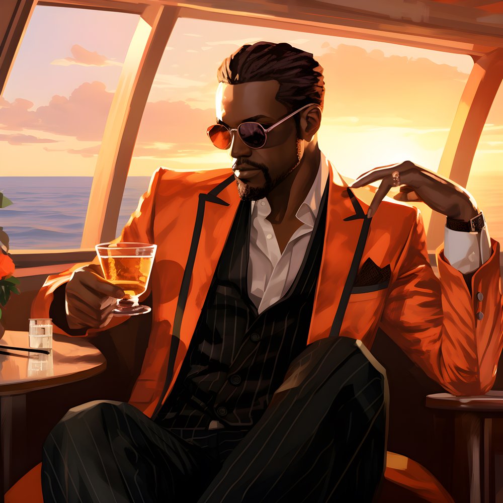 A rich man, well dressed, sits on a private cruise ship and drinks a cocktail 2 by Kurt Heppke