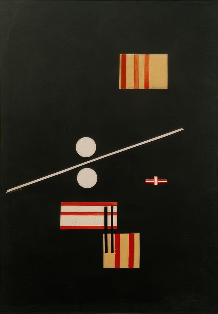Collage on a Black Background by Laszlo Moholy-Nagy