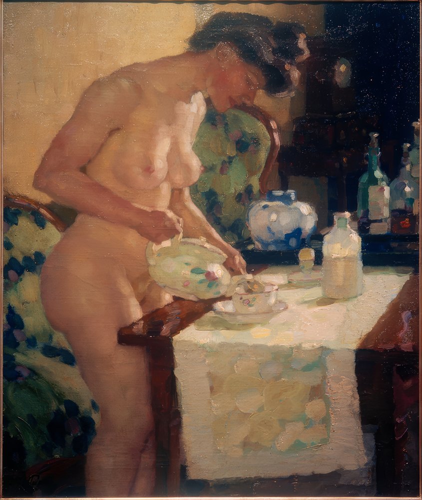 Model at the Tea Table by Leo Putz