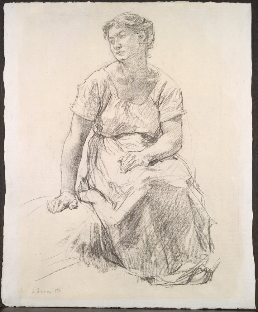 Seated Peasant Woman by Leon-Augustin Lhermitte