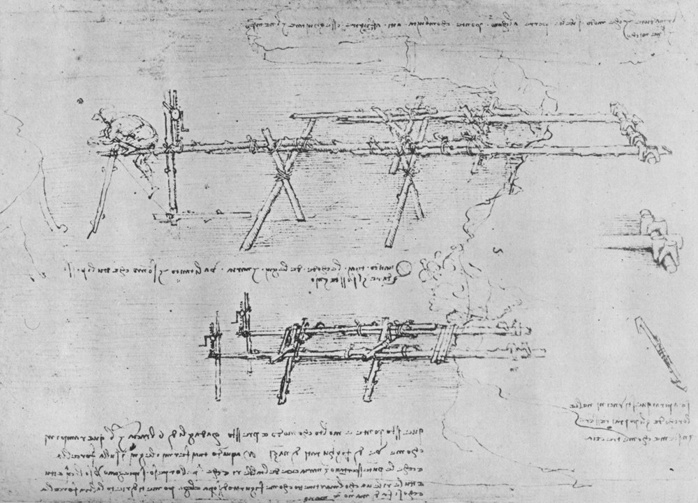 Method of Constructing a Trestle Bridge by Leonardo da Vinci