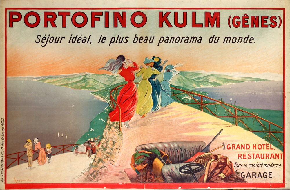 Advertising poster for the Portofino Kulm Hotel in Camogli, Italy, 20th  Century
