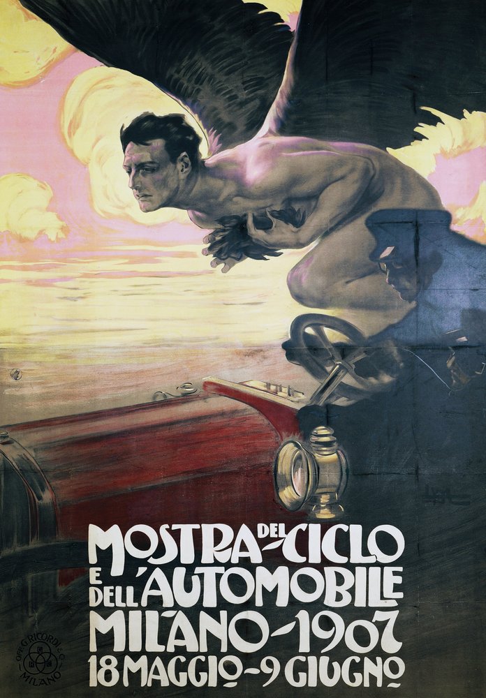 Poster for Car and Bicycle Show, Milan 18 May-9 June by Leopoldo Metlicovitz