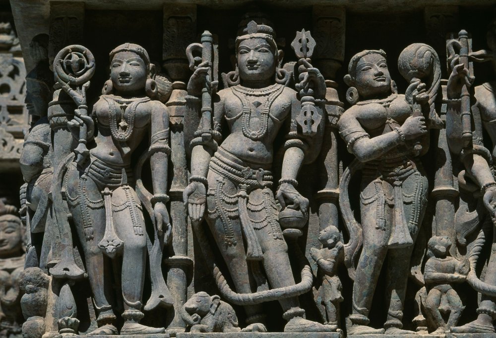 Relief depicting male and female figures, Adishvara temple, Vimalavasi Tuk, temple complex on Shatrunjaya hill, Palitana, Gujarat, India by Unbekannt Unbekannt