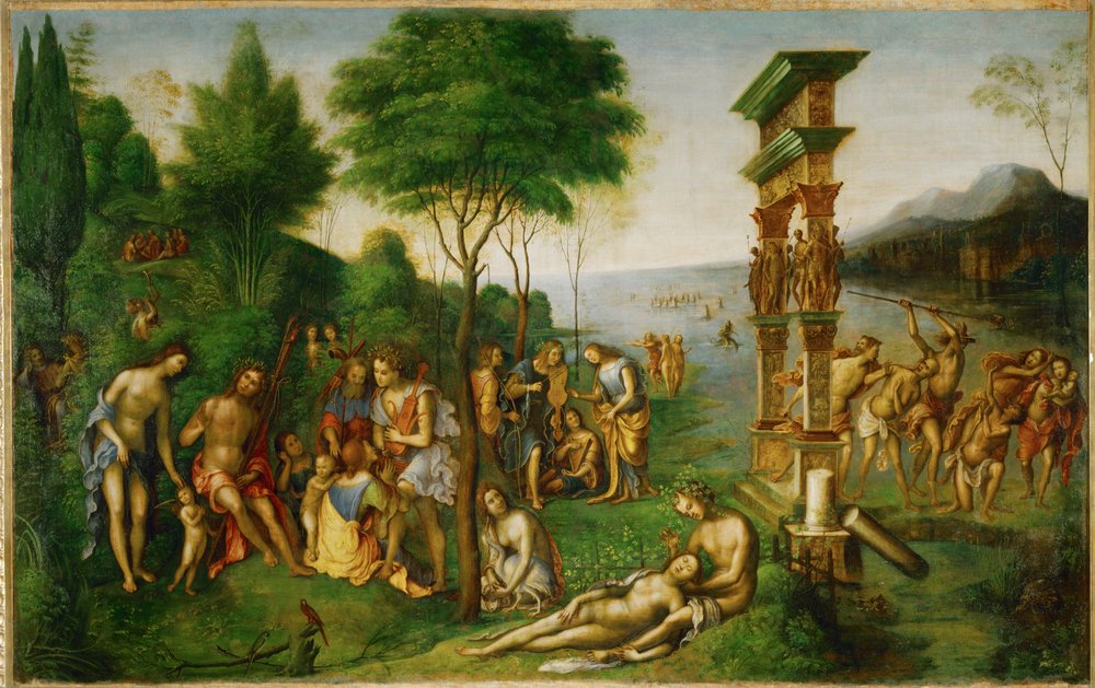Mercury Fights the Vices in Olympus by Lorenzo Costa