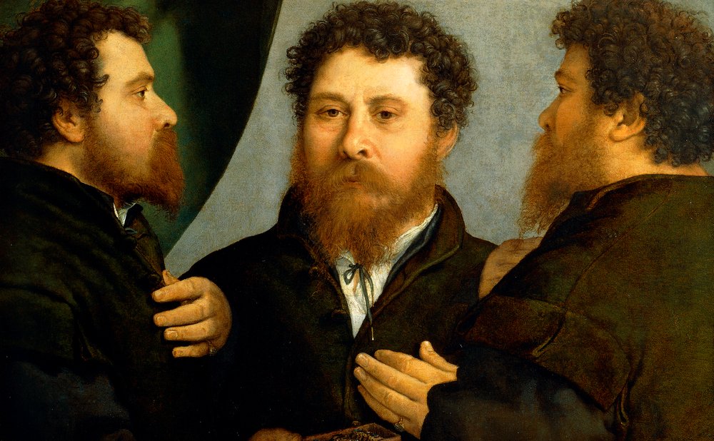 Triple portrait of goldsmith by Lorenzo Lotto