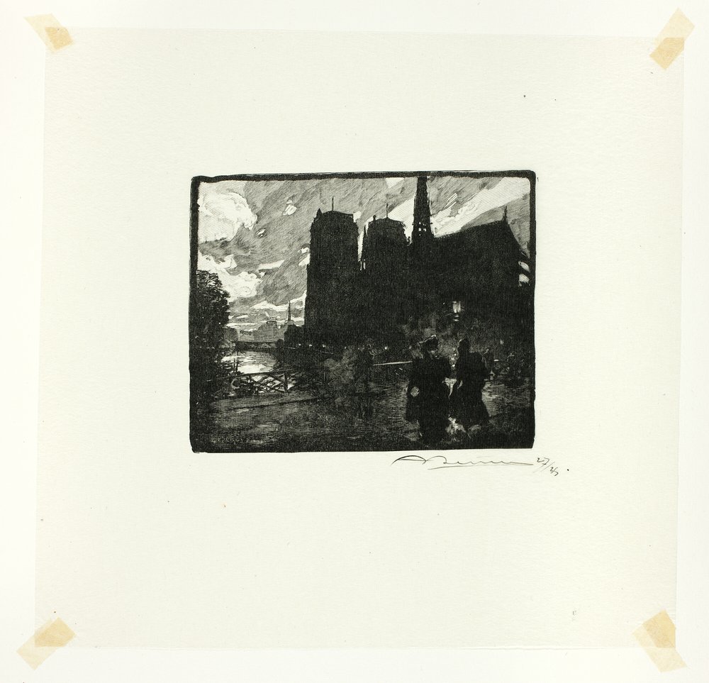 Notre-Dame, Evening, plate eight from Along the Seine and the Boulevards by Louis Auguste Lepère