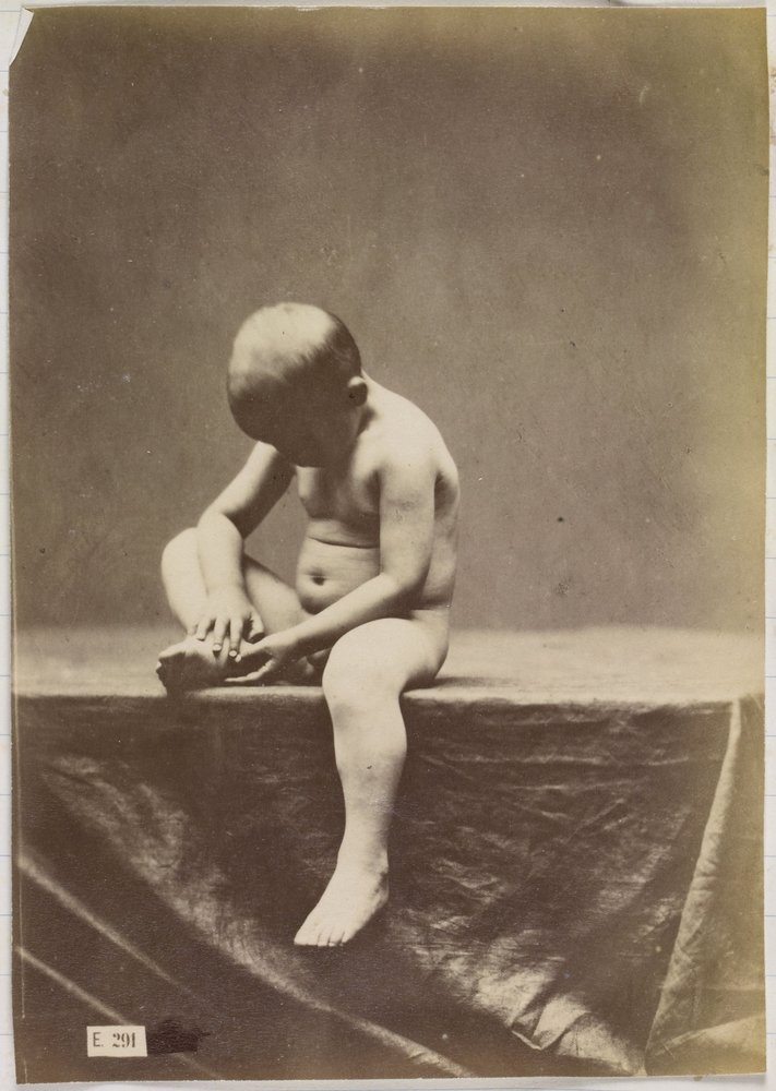 Study of a nude, seated child by Louis Jean Baptiste Igout (attributed to)