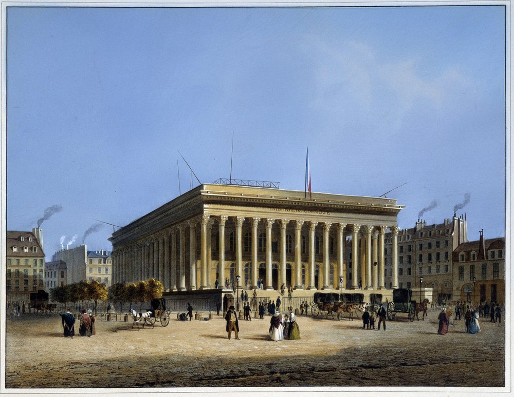 Stock Exchange and Commercial Court - in 'Paris in 1837' by Arnout by Louis Jules Arnout
