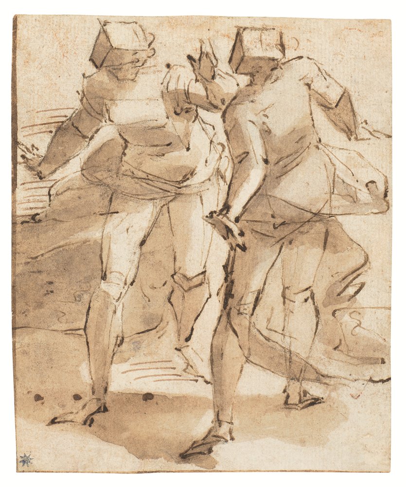 Two Animated Figures Gesticulating by Luca Cambiaso