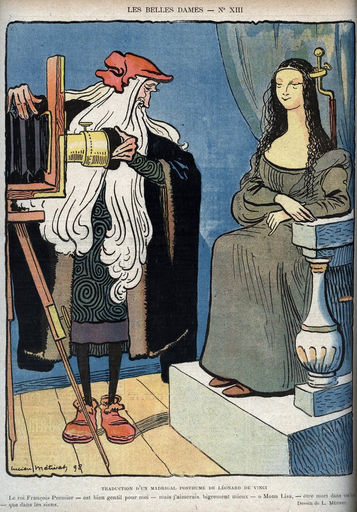 The Mona Lisa La Gioconda (The Mona Lisa is sitting Leonardo Da Vinci  struggling with a Leonardo says that King Francois is very good 