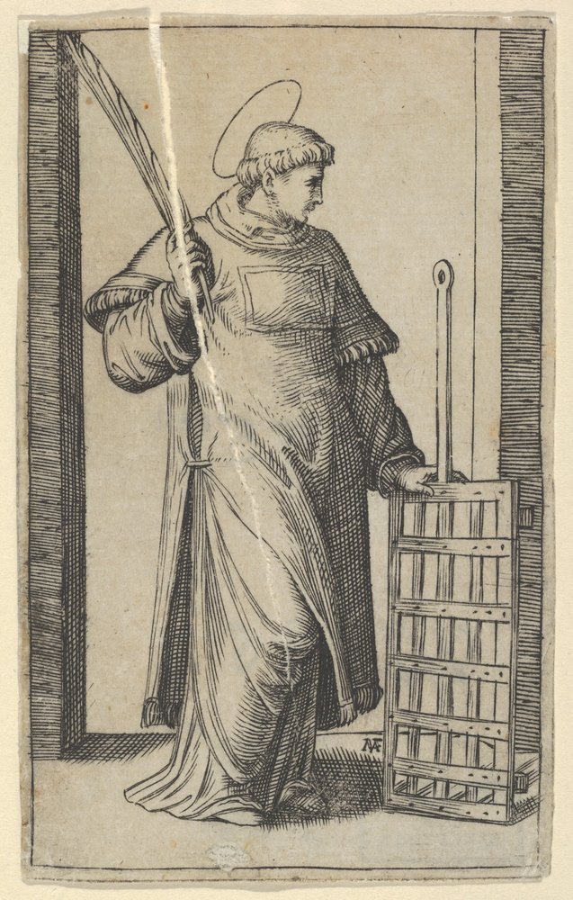 Saint Lawrence, left hand resting on a grill, from the series 
