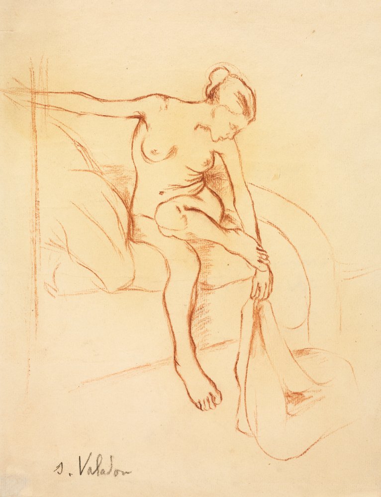 Nude Woman Seated on a Bed by Marie Clementine (Suzanne) Valadon