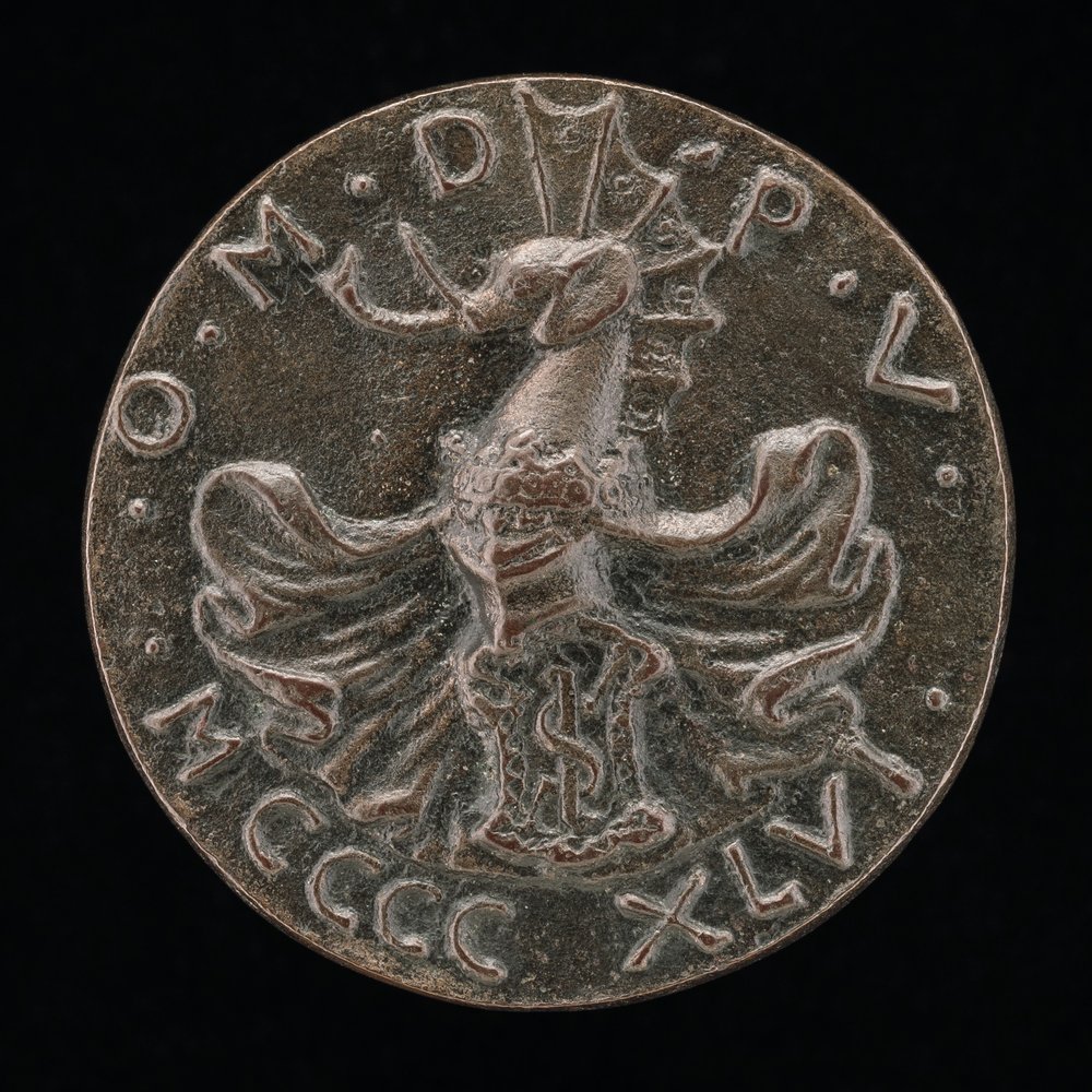 Shield, Helmet, Elephant-crest, and Mantling [reverse] by Matteo di Andrea de Pasti