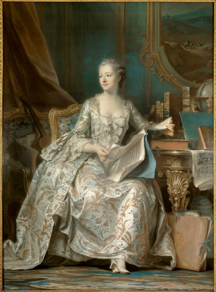 Portrait of Jeanne Antoinette Poisson, Marquise de Pompadour (known as Madame de Pompadour) by Maurice-Quentin de La Tour
