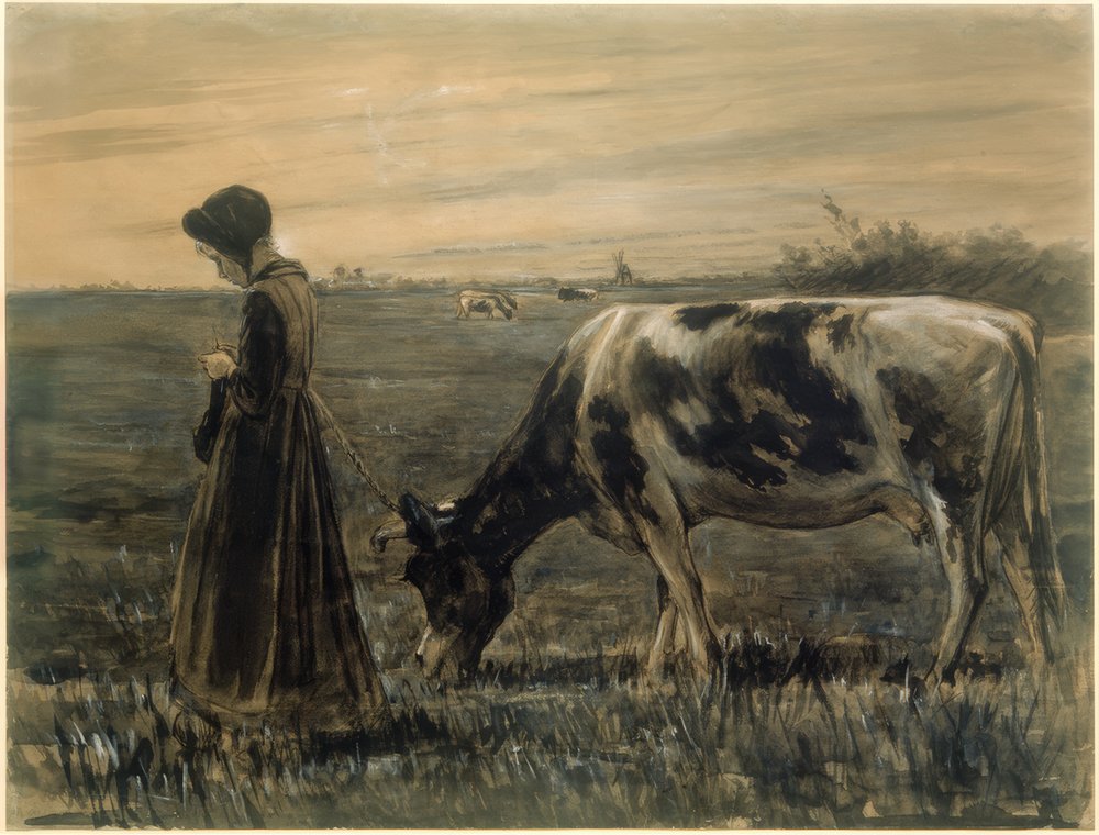Girl with Cow by Max Liebermann