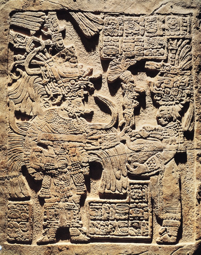 Stela Depicting a High Priest and a Woman, from Yaxchilan by Mayan