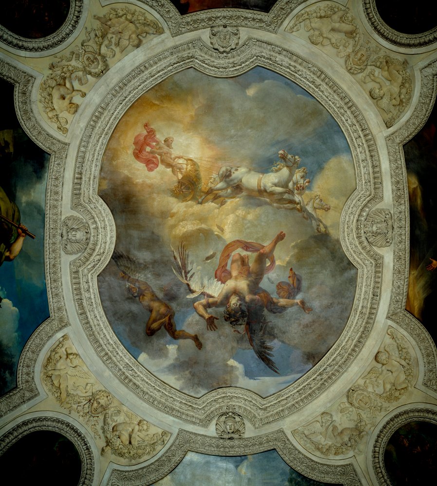 The Fall of Icarus - The Sun. The Fall of Icarus. Centre of the Ceiling of the Vestibule of the Gallery of Apollo. (1781-1853) by Merry-Joseph Blondel