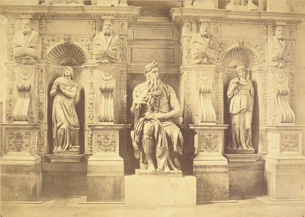 Tomb of Pope Julius II (1453-1513) detail of Moses flanked by Leah and ...