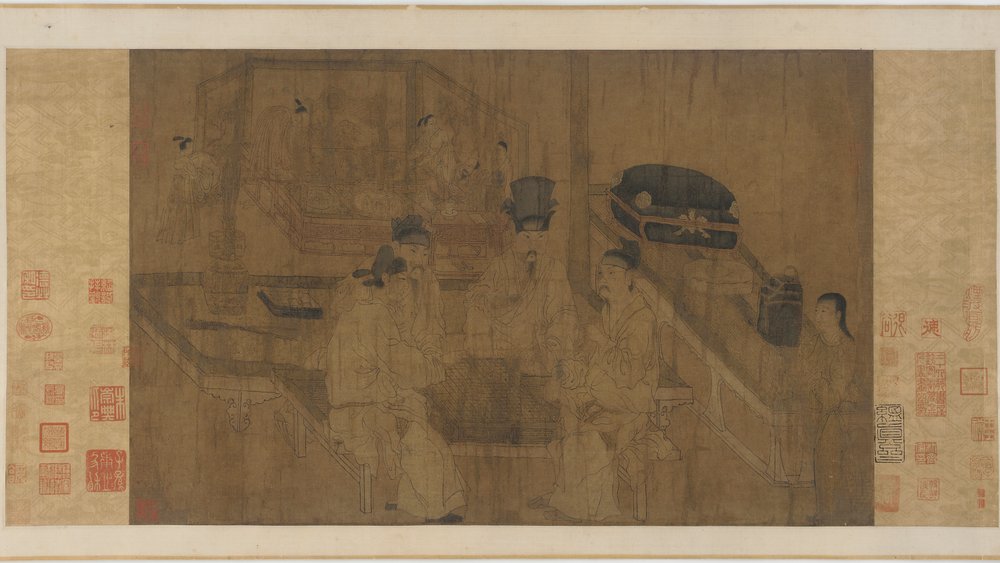 The Double Screen: Emperor Li Jing Watching His Brothers Play Weiqi by Ming Dynasty Chinese School