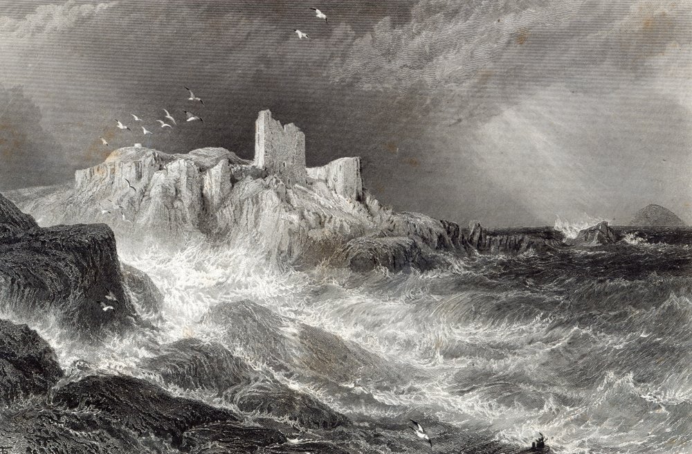 Turnbury Castle, engraved by S. Bradshaw, printed by Cassell and Company Ltd by Myles Birket Foster