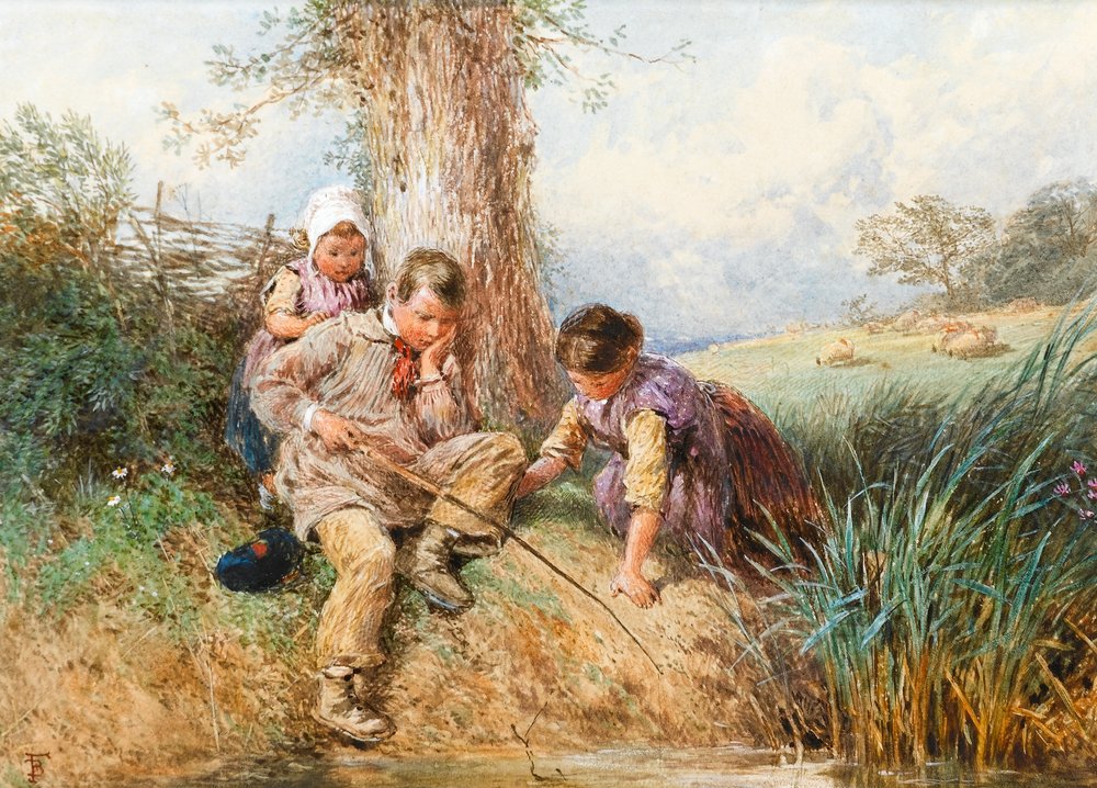 Young Anglers: No Luck Today by Myles Birket Foster