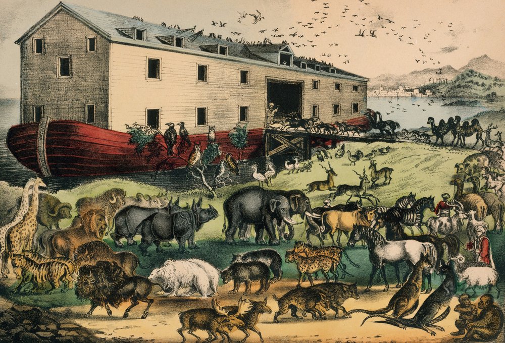 Noah's Ark by N. and Ives, J.M. Currier: Fine art print