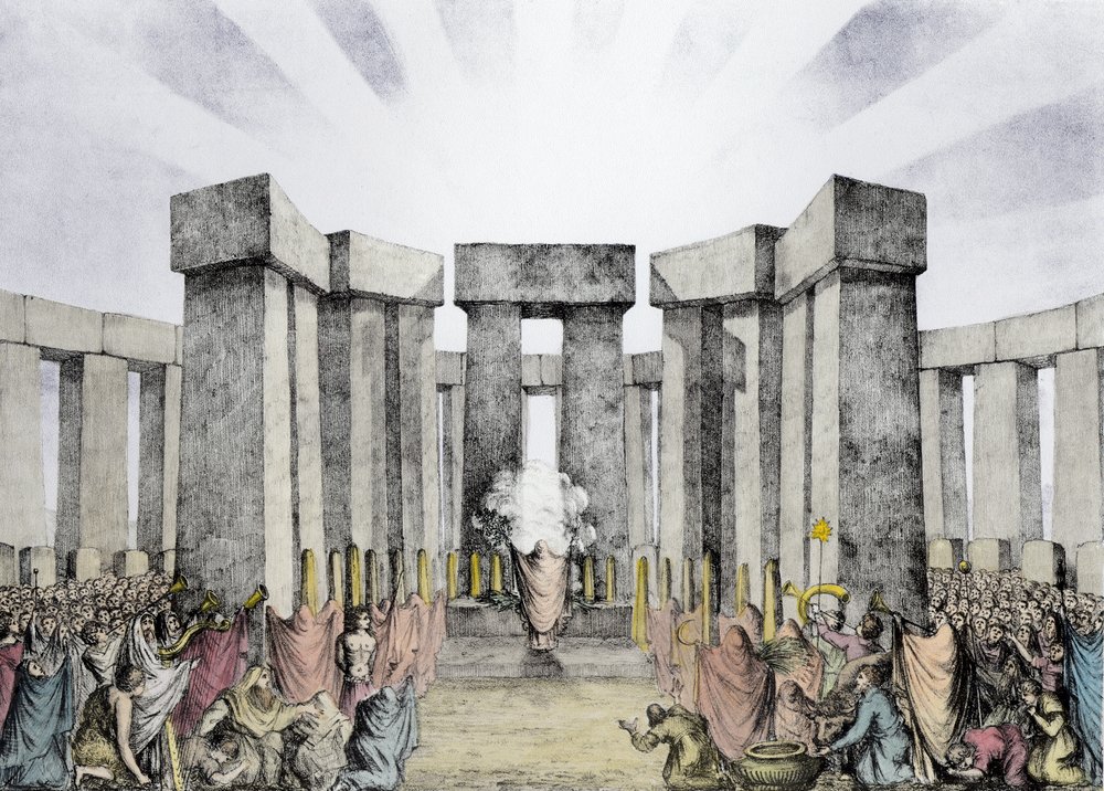 Druids Sacrificing to the Sun in their Temple called Stonehenge, from a ...