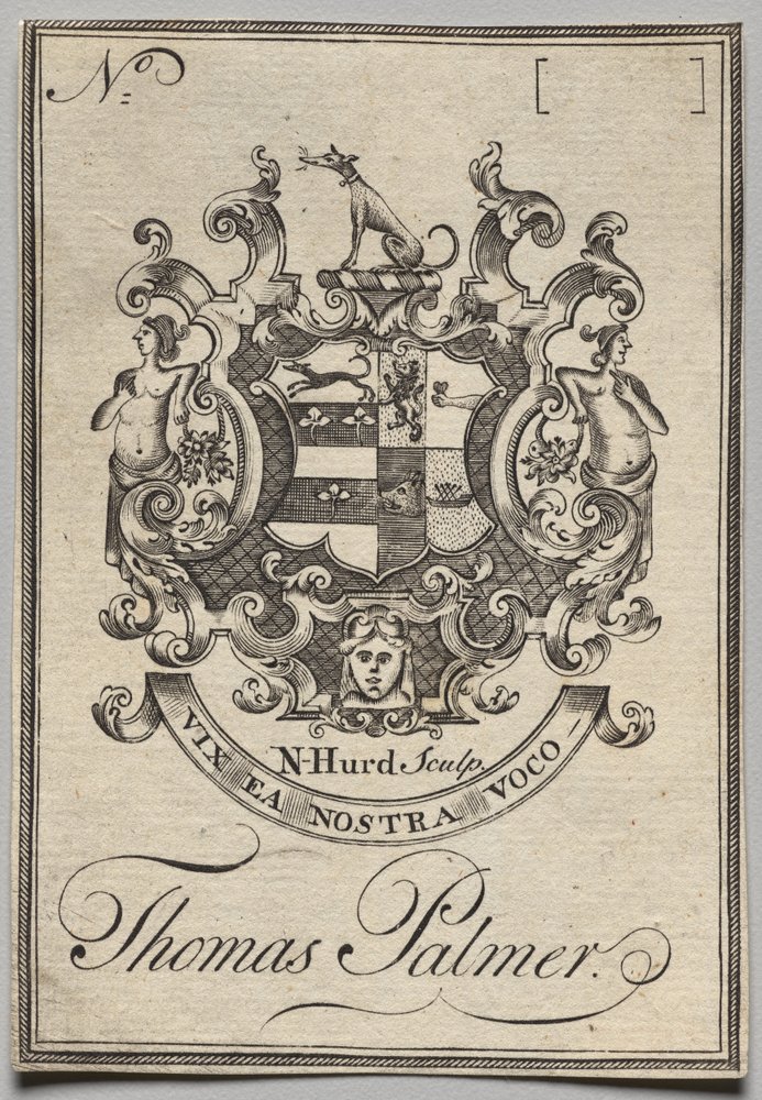 Bookplate: Coat of Arms with Thomas Palmer inscribed