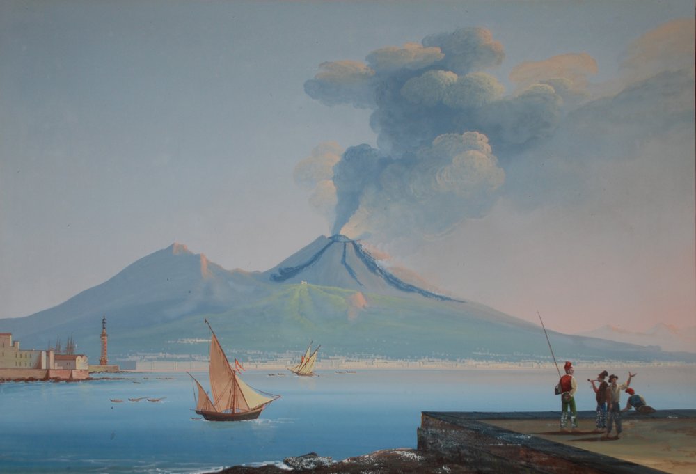 View of Naples Bay with Mount Vesuvius by Neapolitan School