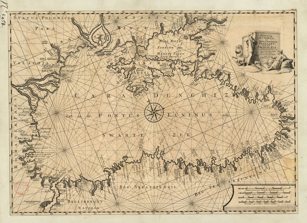 Pontus Euxinus, or new and accurate nautical chart of the Black Sea, designed from various submitted sources by by Nicolaes Witsen
