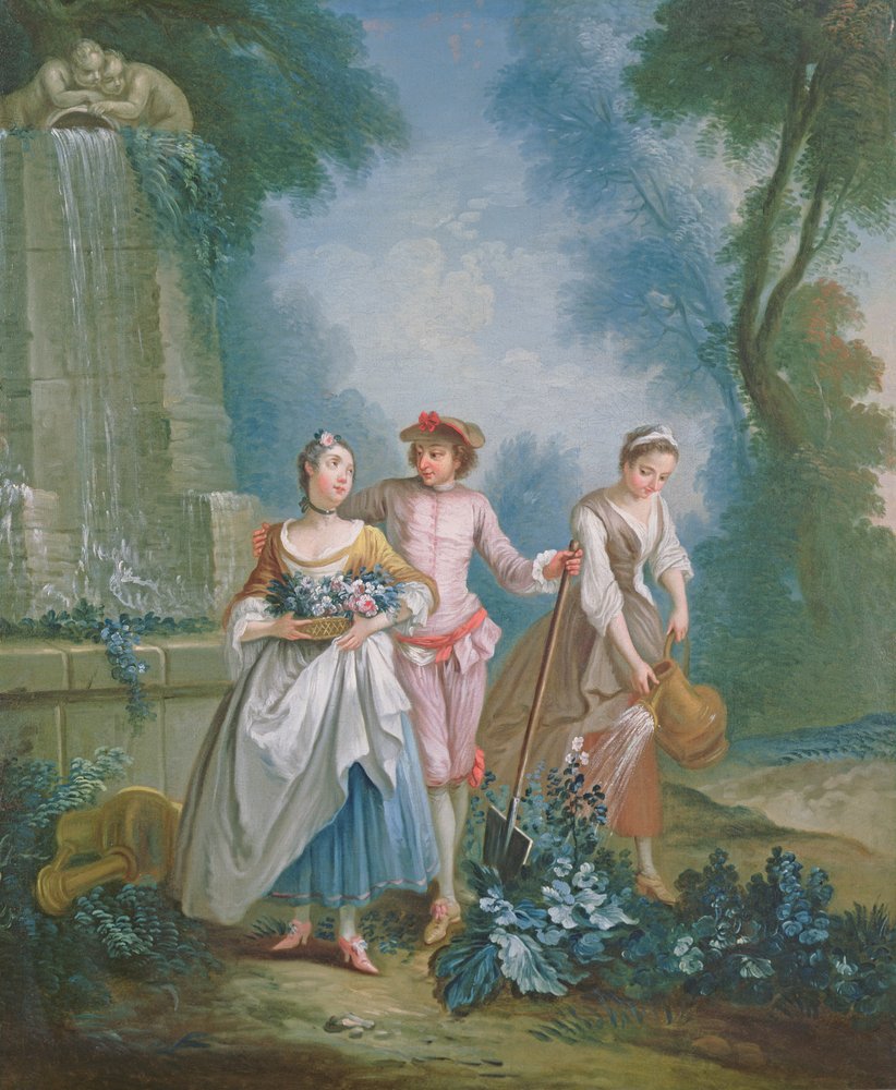 An Allegory of Summer: Gardeners watering a flower bed by Nicolas Lancret