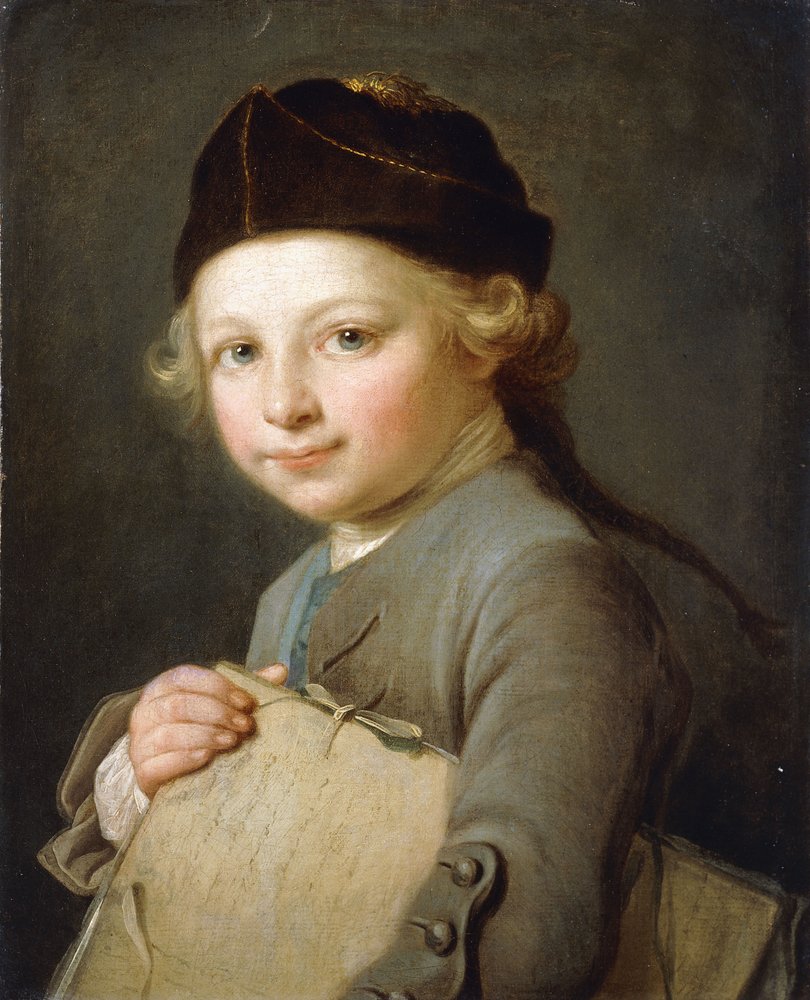 Portrait of a Young Boy, half-length, wearing a Grey Coat and Cap by Nicolas-Bernard Lepicie