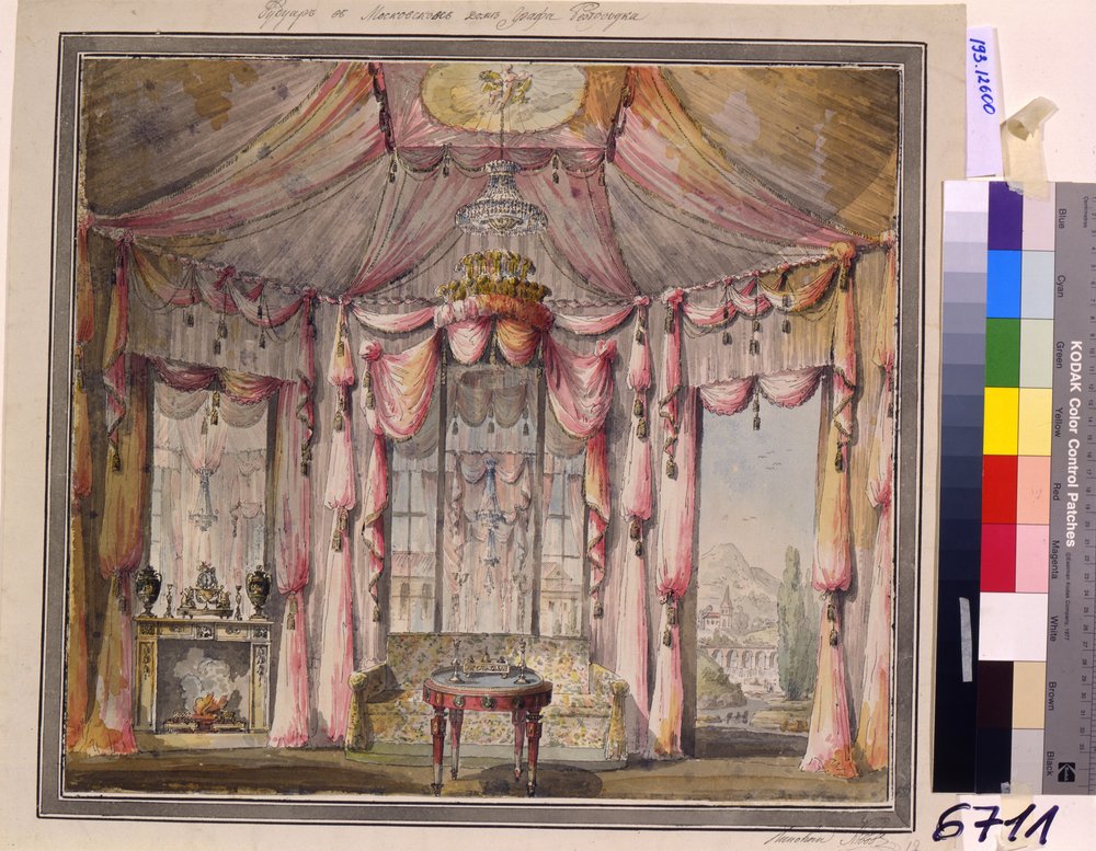 Interior Design for the Boudoir in the Count Bezborodko House in Moscow by Nikolai Alexandrovich Lvov