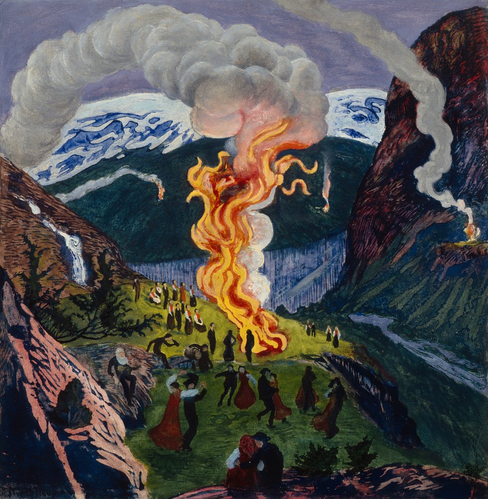Midsummer fire by Nikolai Astrup: Premium art reproduction