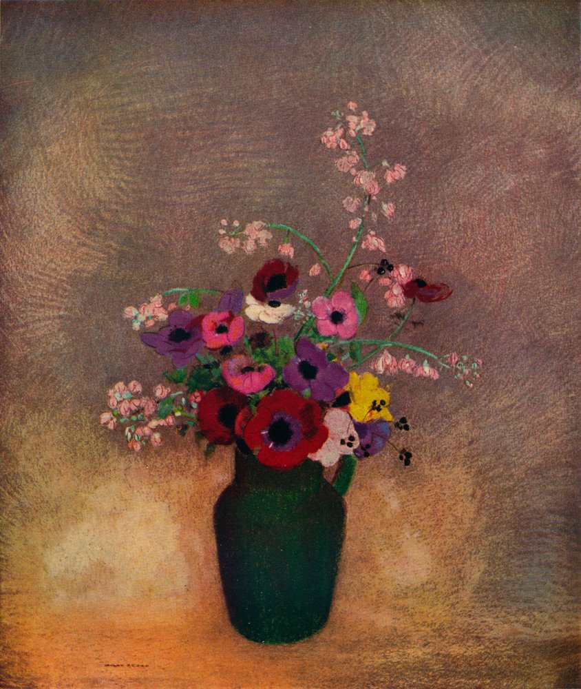 Flowers in a Green Vase, c1910 by Odilon Redon