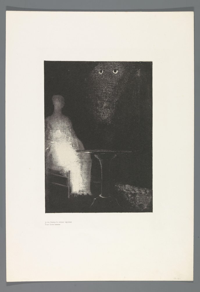 I Saw the Vaporous Contour of a Human Form, The Haunted House, Illustrations for Text by Bulwer-Lytton, Translated into French by René Philipon (series title) by Odilon Redon