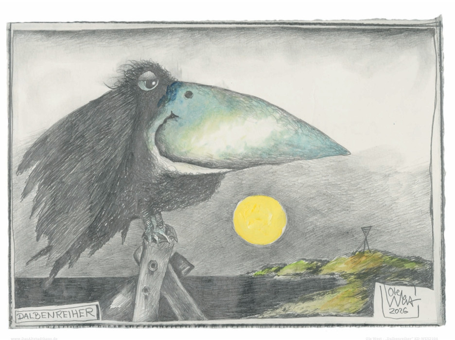 Piling Heron by Ole West