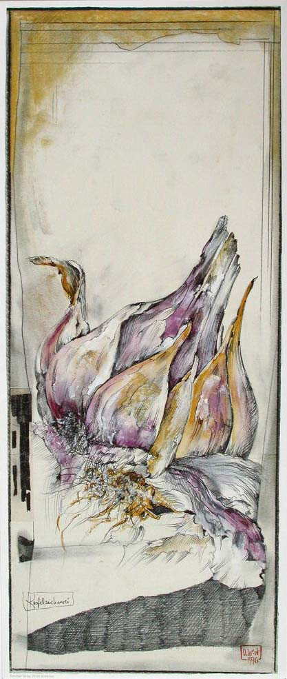 Garlic Drawing by Ole West