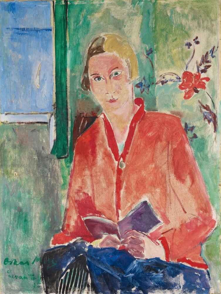 Reader with Red Jacket by Oskar Moll
