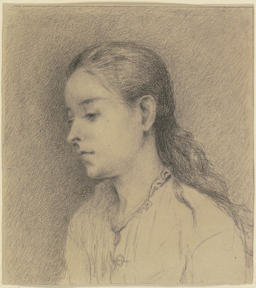 Young Girl in Left Profile by Otto Scholderer