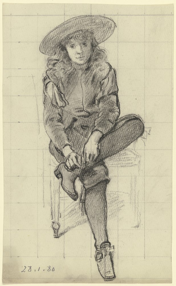 Seated Boy in Historical Costume from the "Preparation for the Costume Ball" by Otto Scholderer