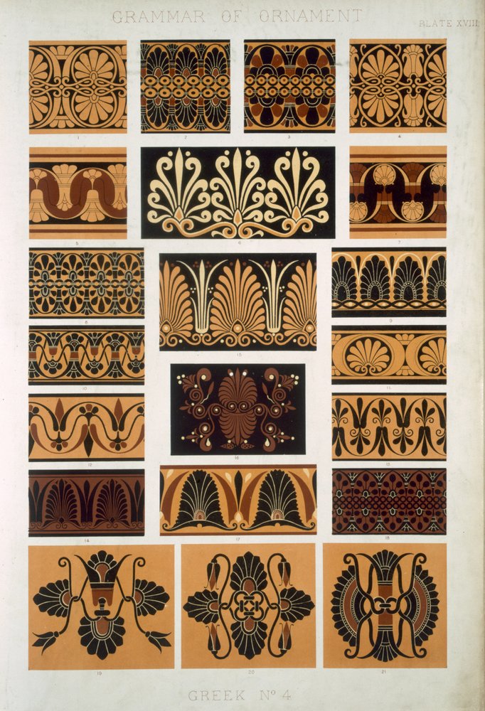 Greek No 4, Plate XVIII, from ’The Grammar of Ornament’ by Owen Jones (1807-68) by Owen Jones