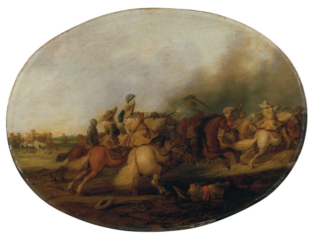 A Cavalry Skirmish with a Fallen Soldier by Palamedes Palamedesz