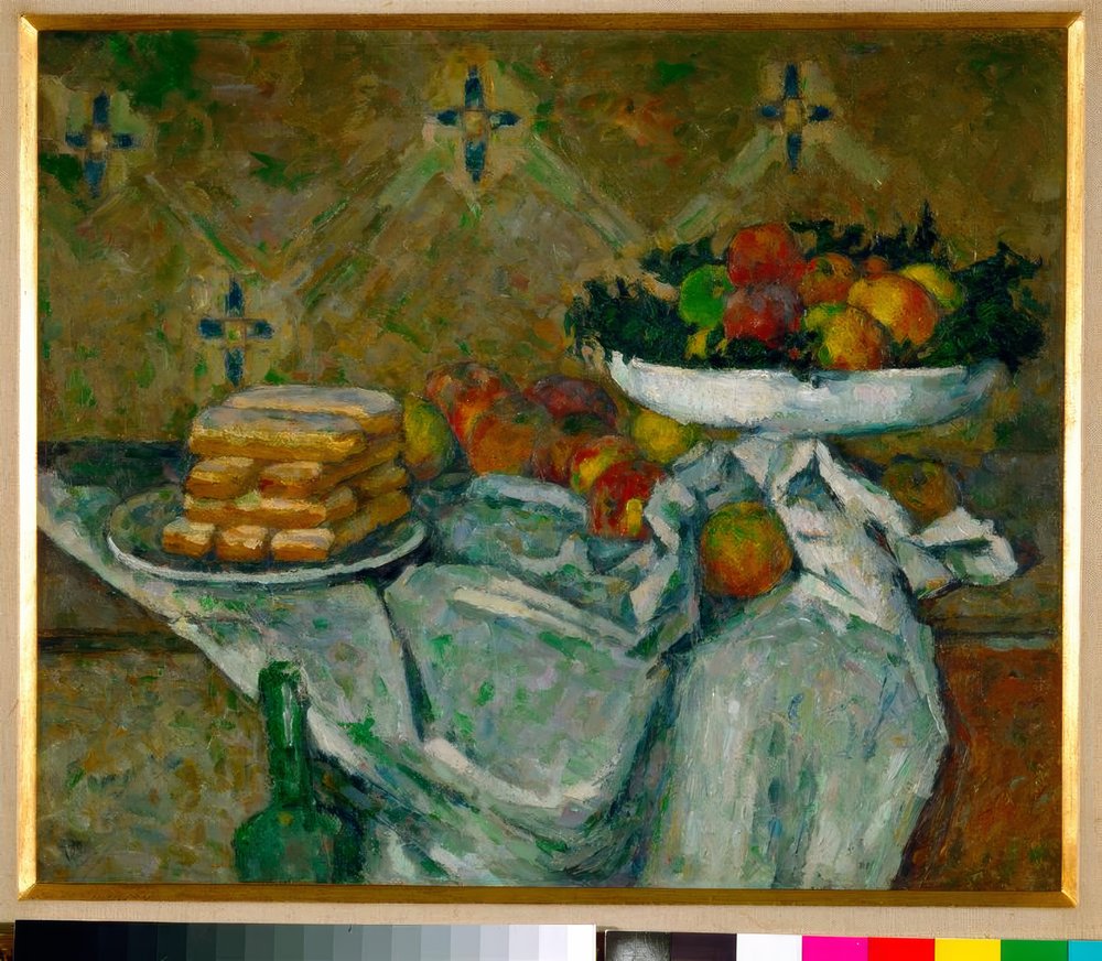 Fruit Bowl and Plate of Biscuits by Paul Cézanne
