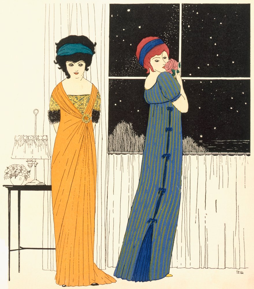 Two empire line evening dresses, from 'Les Robes de Paul Poiret', 1908