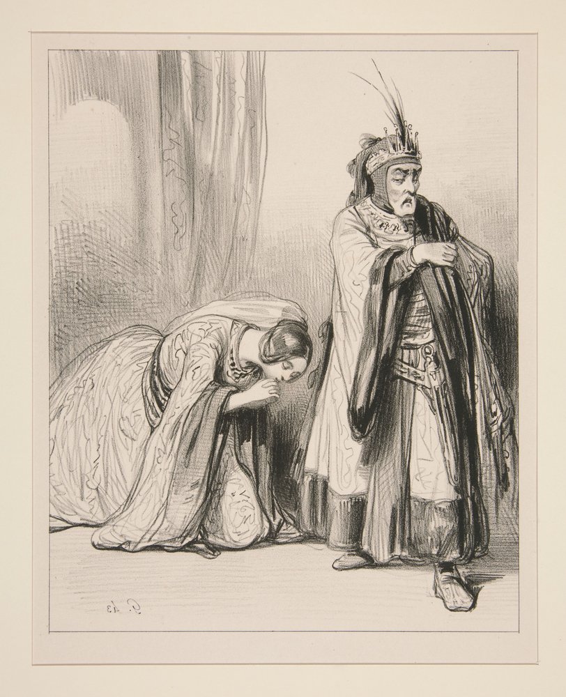 (The young princess) Must I expire in pain at your feet, Lord... by Paul Gavarni