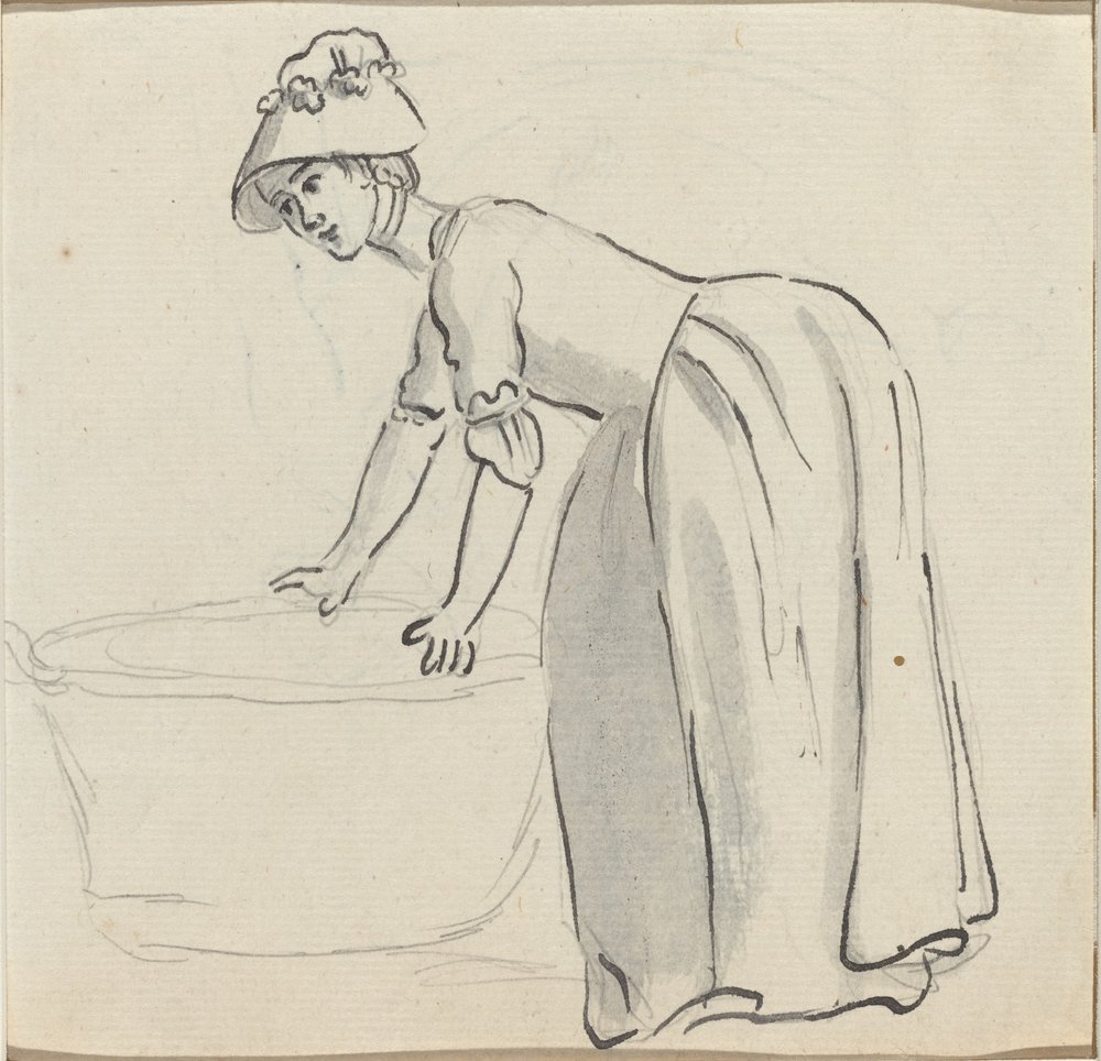 Girl with a Bonnet at Work by Paul Sandby